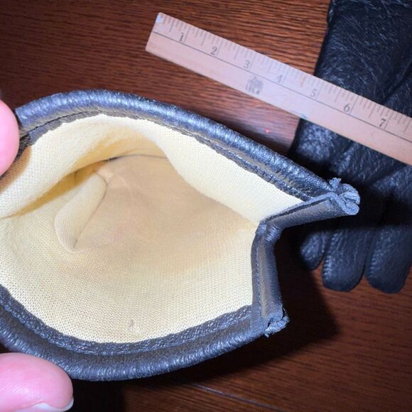 Vintage Men’s Black Vinyl Gloves Medium Made in Japan 60s 70s Mod Style Lined Wi - Picture 10 of 10